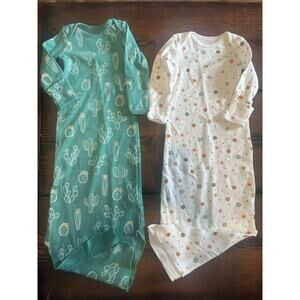 Mac & Moon Baby Gown 2 piece bundle | Cactus + Polka Dot one size baby newborn